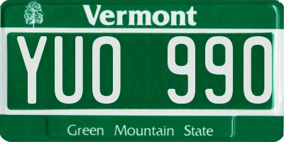 VT license plate YUO990