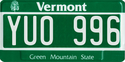 VT license plate YUO996