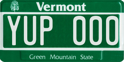 VT license plate YUP000