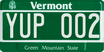 VT license plate YUP002
