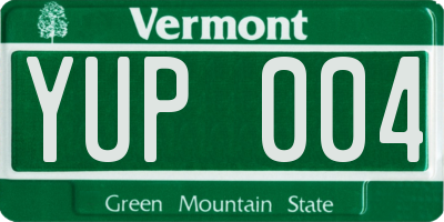 VT license plate YUP004