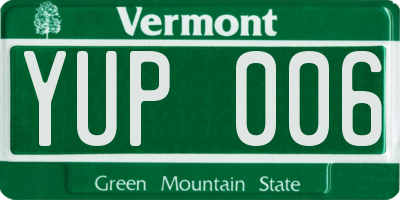 VT license plate YUP006