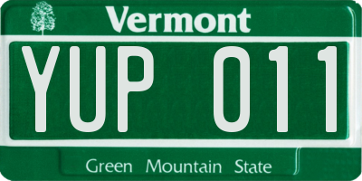 VT license plate YUP011