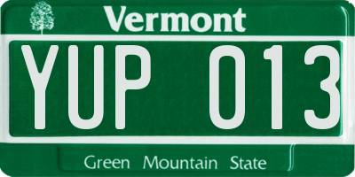 VT license plate YUP013