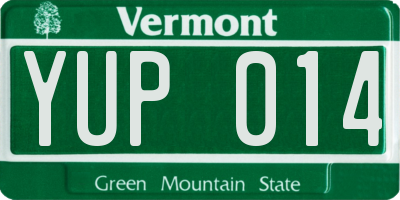 VT license plate YUP014