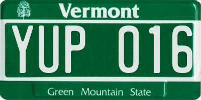 VT license plate YUP016