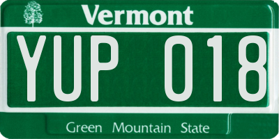 VT license plate YUP018