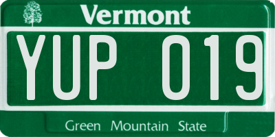 VT license plate YUP019