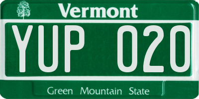 VT license plate YUP020