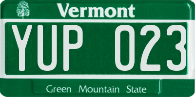 VT license plate YUP023
