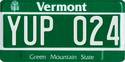 VT license plate YUP024
