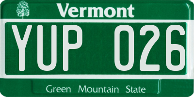 VT license plate YUP026
