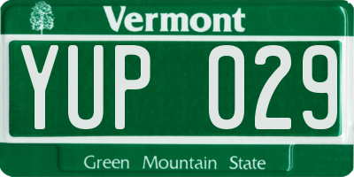 VT license plate YUP029