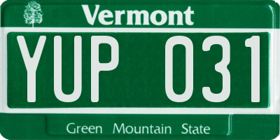 VT license plate YUP031