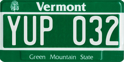 VT license plate YUP032
