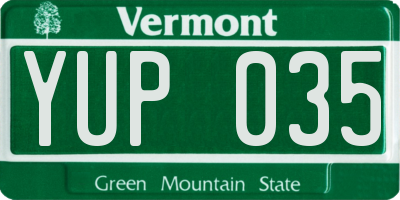 VT license plate YUP035