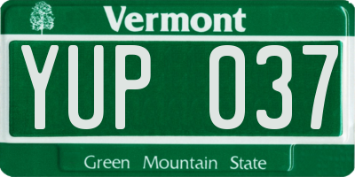 VT license plate YUP037