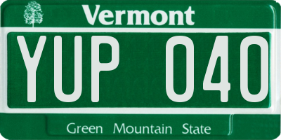 VT license plate YUP040