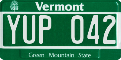 VT license plate YUP042