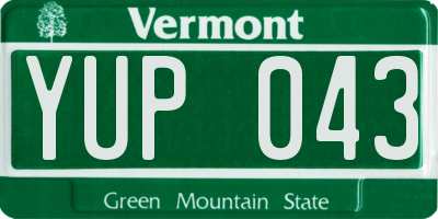 VT license plate YUP043