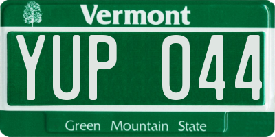 VT license plate YUP044