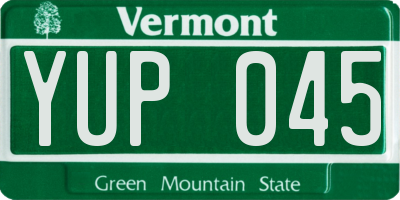 VT license plate YUP045