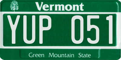 VT license plate YUP051