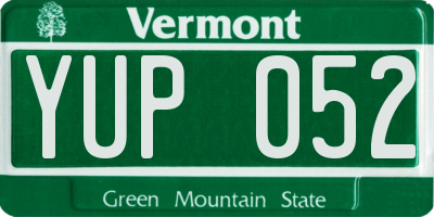 VT license plate YUP052