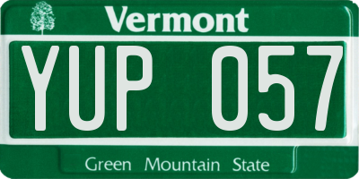 VT license plate YUP057