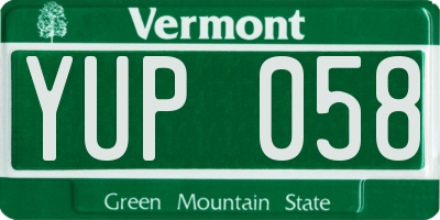 VT license plate YUP058