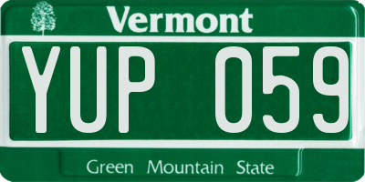 VT license plate YUP059