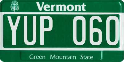 VT license plate YUP060