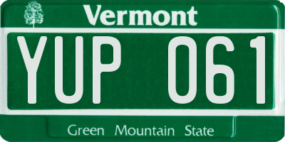 VT license plate YUP061