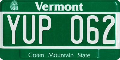 VT license plate YUP062