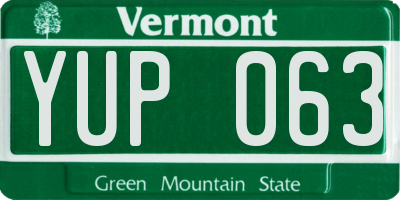 VT license plate YUP063