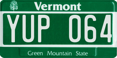 VT license plate YUP064