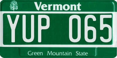 VT license plate YUP065