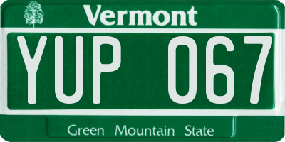 VT license plate YUP067