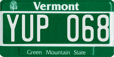 VT license plate YUP068