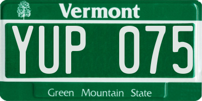 VT license plate YUP075