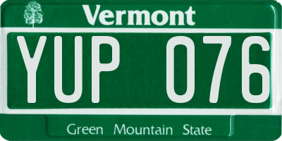 VT license plate YUP076