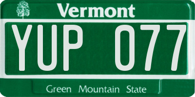 VT license plate YUP077