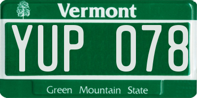 VT license plate YUP078