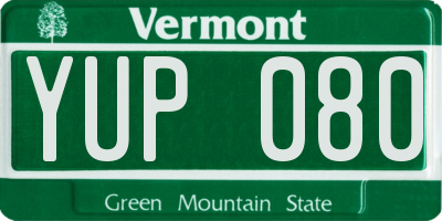 VT license plate YUP080