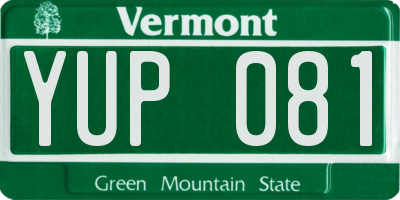 VT license plate YUP081
