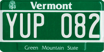 VT license plate YUP082