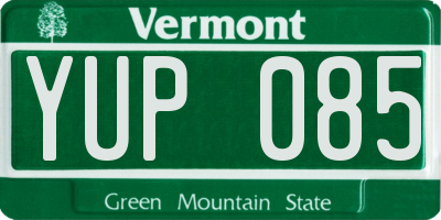 VT license plate YUP085
