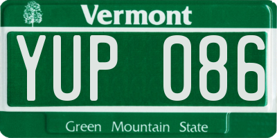 VT license plate YUP086