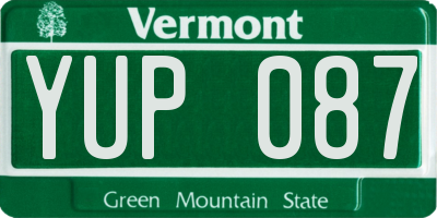 VT license plate YUP087