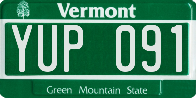 VT license plate YUP091